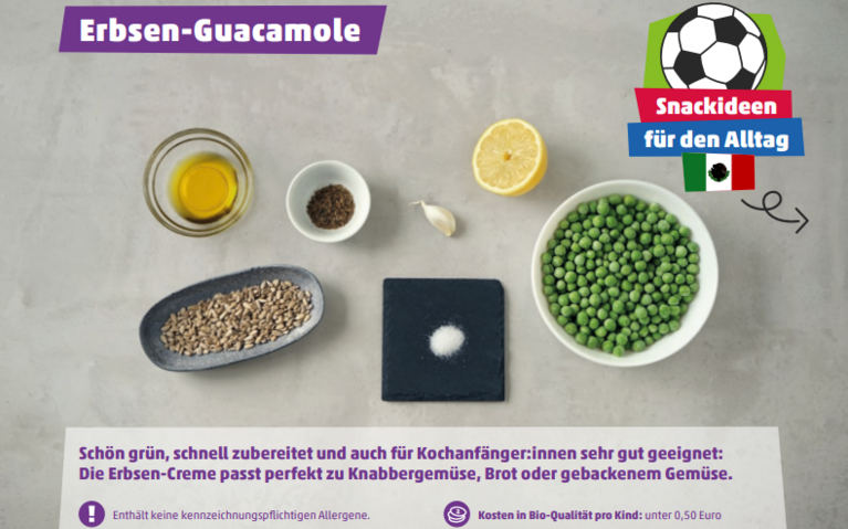 Grafik: Sarah Wiener Stiftung Rezeptvorschau Erbsen-Guacamole
