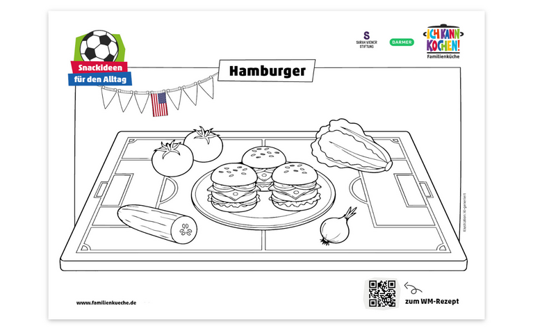 Grafik: Sarah Wiener Stiftung Ausmalbild Hamburger